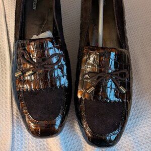 Ros Hommerson Teresa Brown Croc Patent w/Suede Size 7.5W #74023-64